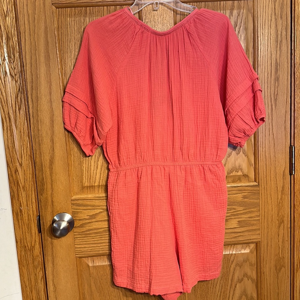 Knox Rose - Romper Shorts with front tie tassel & side pockets-Guava Jelly color - Picture 13 of 13